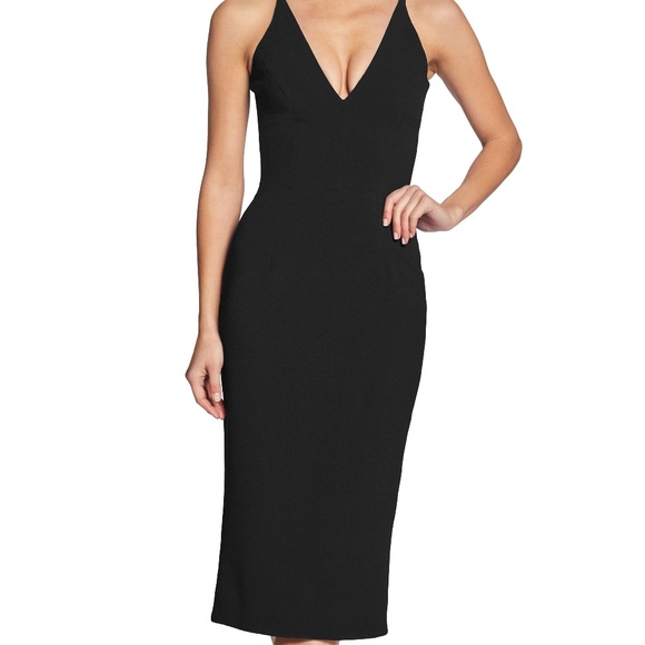 lyla plunging crepe midi dress